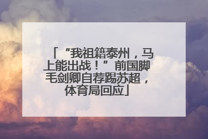 “我祖籍泰州，马上能出战！”前国脚毛剑卿自荐踢苏超，体育局回应