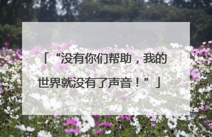 “没有你们帮助，我的世界就没有了声音！”