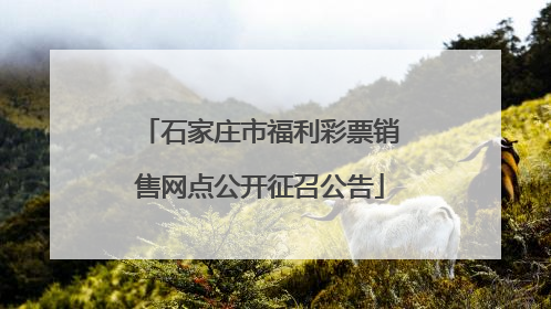 石家庄市福利彩票销售网点公开征召公告
