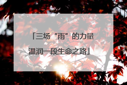 三场“雨”的力量温润一段生命之路