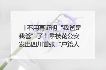 不用再证明“我爸是我爸”了！攀枝花公安发出四川首张“户籍人口直系亲属关系谱”