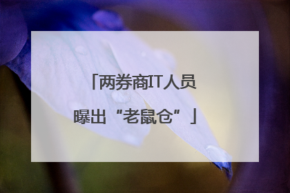 两券商IT人员曝出“老鼠仓”