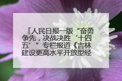 人民日报一版“奋勇争先，决战决胜‘十四五’”专栏报道《吉林建设更高水平开放型经济新体制》