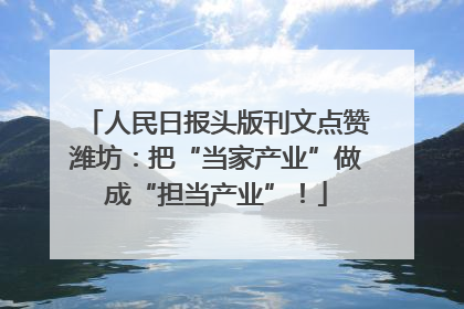 人民日报头版刊文点赞潍坊：把“当家产业”做成“担当产业”！
