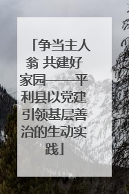 争当主人翁 共建好家园——平利县以党建引领基层善治的生动实践