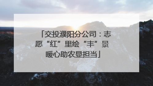 交投濮阳分公司：志愿“红”里绘“丰”景 暖心助农显担当
