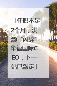 任职不足2个月，洪灏“闪辞”华福国际CEO，下一站已敲定