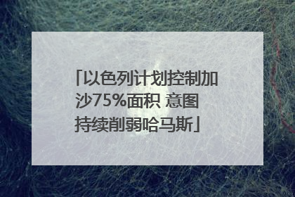 以色列计划控制加沙75%面积 意图持续削弱哈马斯