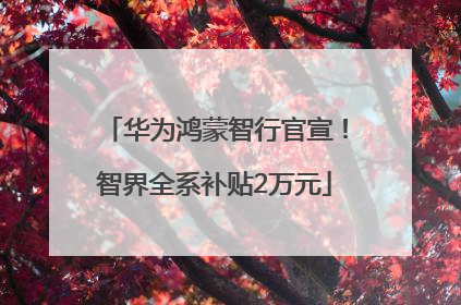 华为鸿蒙智行官宣！智界全系补贴2万元