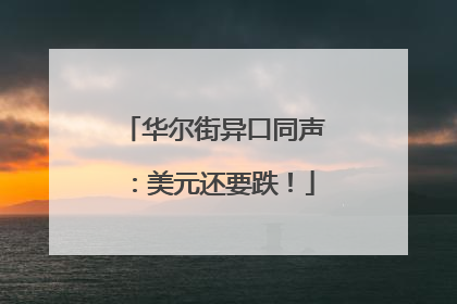 华尔街异口同声：美元还要跌！