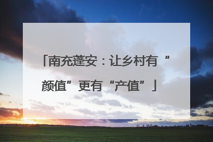 南充蓬安：让乡村有“颜值”更有“产值”