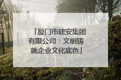 厦门市建安集团有限公司：文明铸就企业文化底色