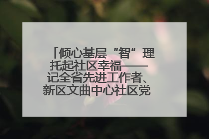 倾心基层“智”理 托起社区幸福——记全省先进工作者、新区文曲中心社区党委书记董世弘