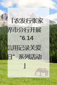 农发行张家界市分行开展“6.14 信用记录关爱日”系列活动