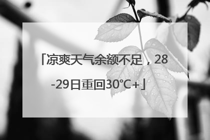 凉爽天气余额不足，28-29日重回30℃+