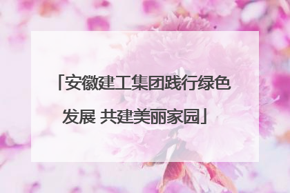 安徽建工集团践行绿色发展 共建美丽家园
