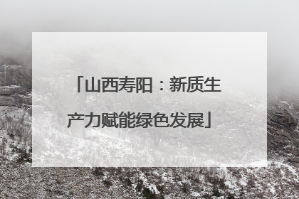 山西寿阳：新质生产力赋能绿色发展