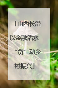 山西长治以金融活水“贷”动乡村振兴