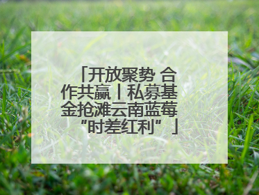 开放聚势 合作共赢丨私募基金抢滩云南蓝莓“时差红利”