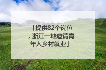 提供82个岗位，浙江一地邀请青年入乡村就业