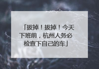 拔掉！拔掉！今天下班前，杭州人务必检查下自己的车