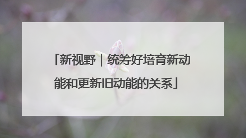 新视野｜统筹好培育新动能和更新旧动能的关系