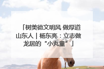 树美德文明风 做厚道山东人｜杨东亮：立志做龙居的“小丸童”