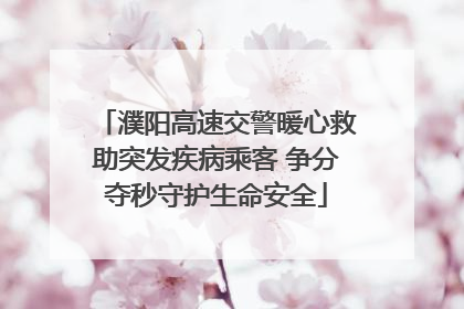 濮阳高速交警暖心救助突发疾病乘客 争分夺秒守护生命安全