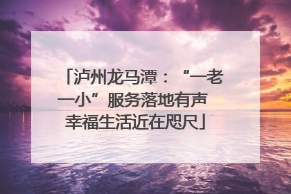 泸州龙马潭：“一老一小”服务落地有声 幸福生活近在咫尺