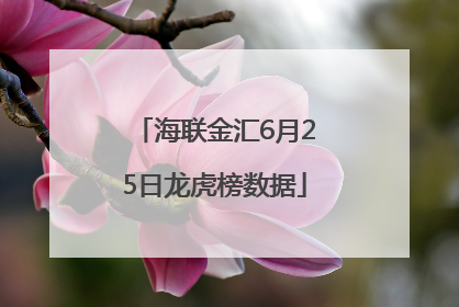 海联金汇6月25日龙虎榜数据