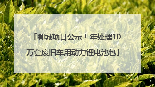 聊城项目公示！年处理10万套废旧车用动力锂电池包