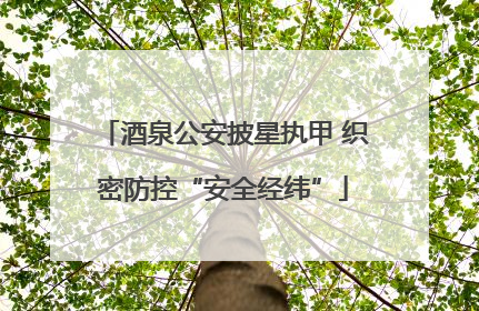 酒泉公安披星执甲 织密防控“安全经纬”