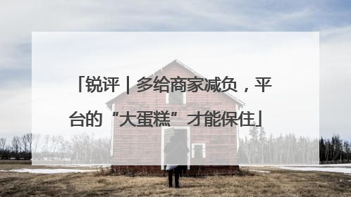 锐评｜多给商家减负，平台的“大蛋糕”才能保住