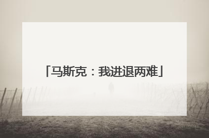 马斯克：我进退两难